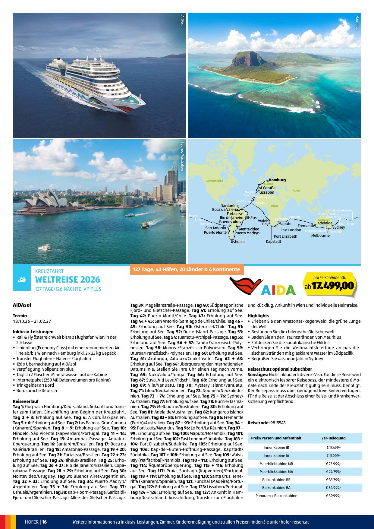Hofer Reisen flyer page