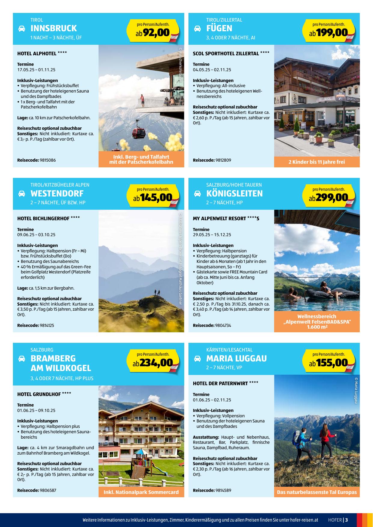 Hofer Reisen flyer page
