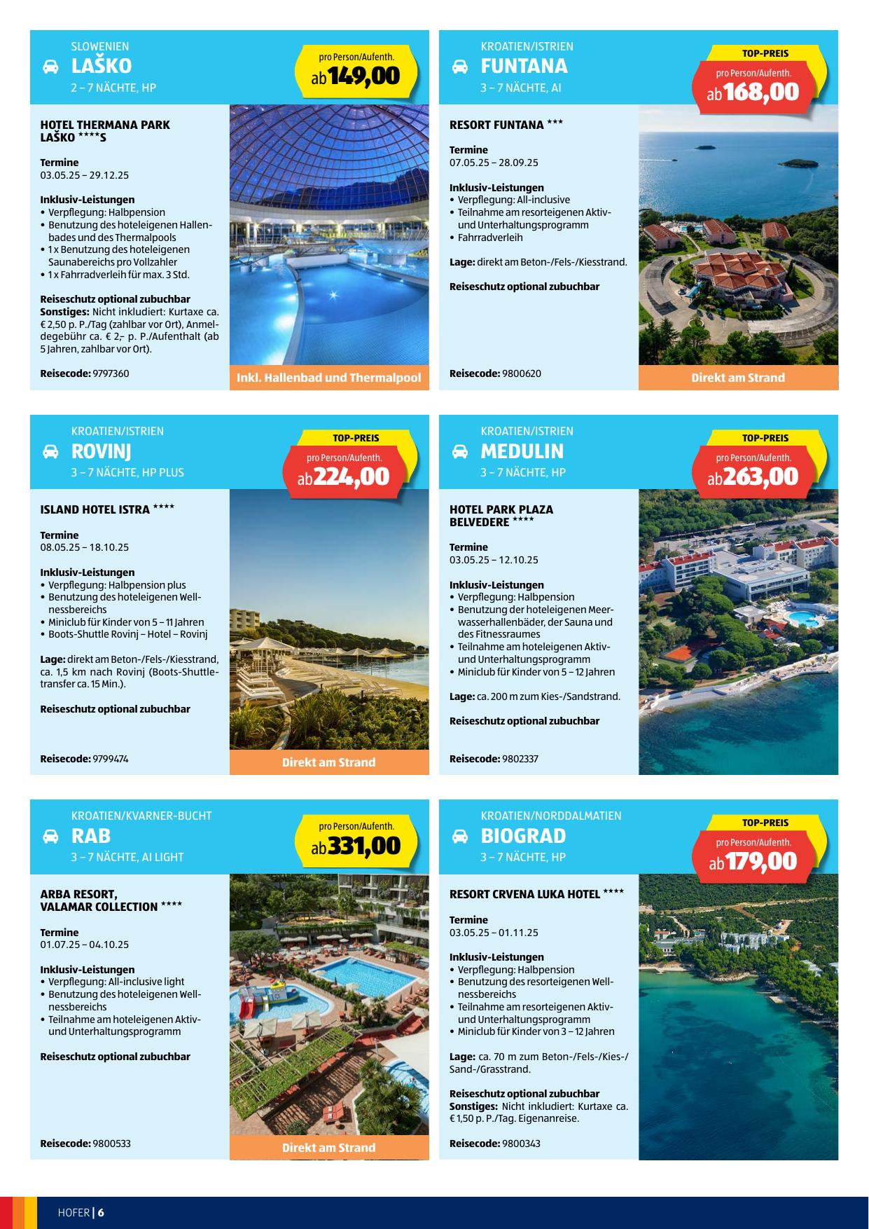 Hofer Reisen flyer page