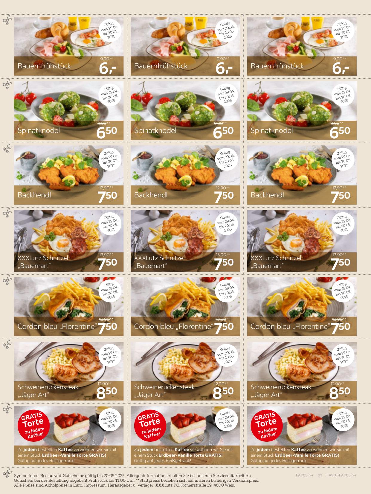 XXX Lutz Restaurant flyer page