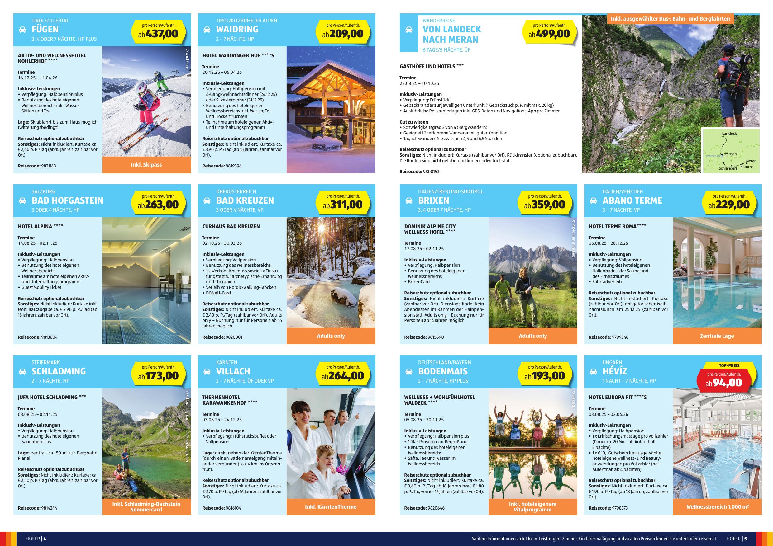 Hofer Reisen flyer page