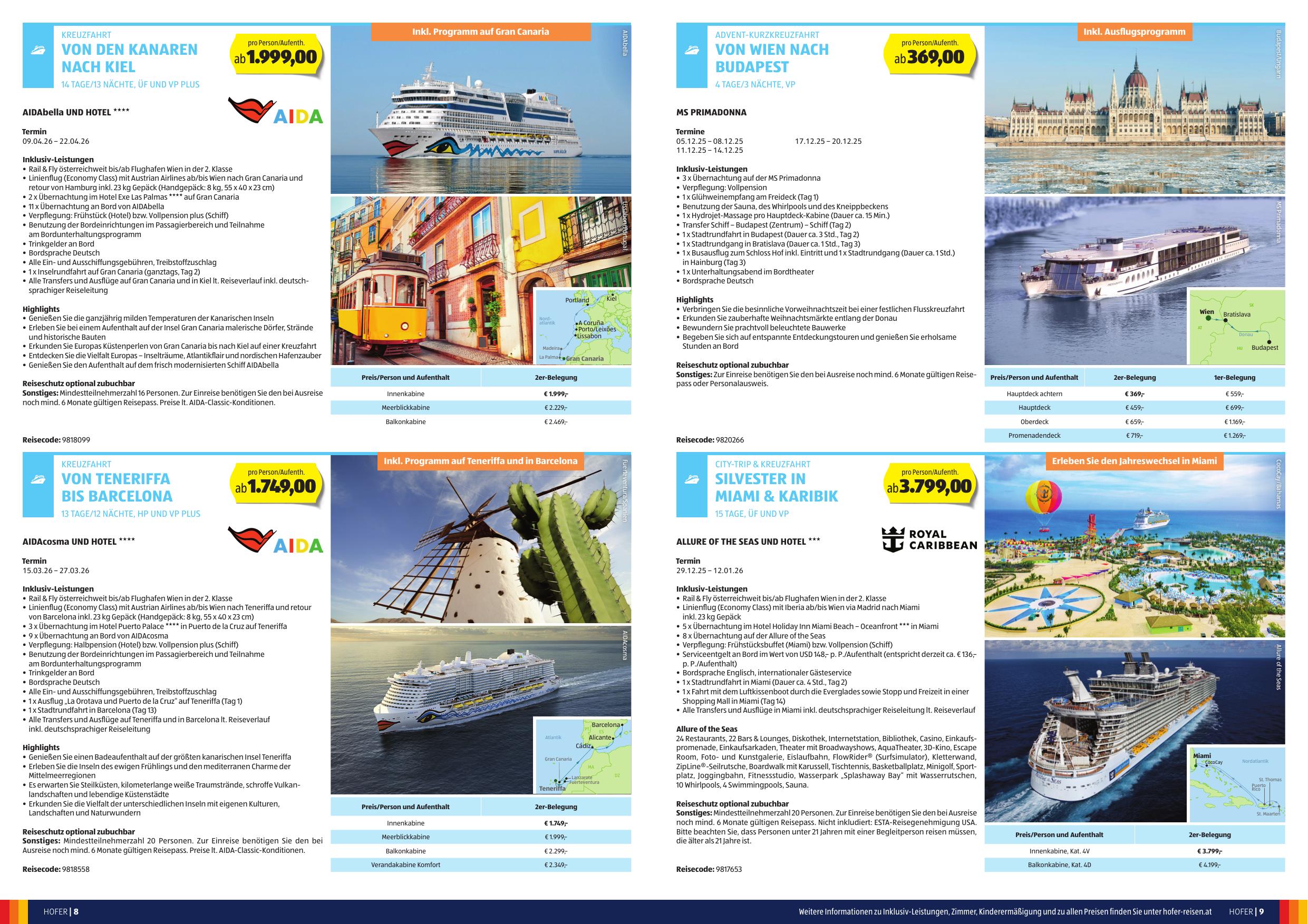 Hofer Reisen flyer page