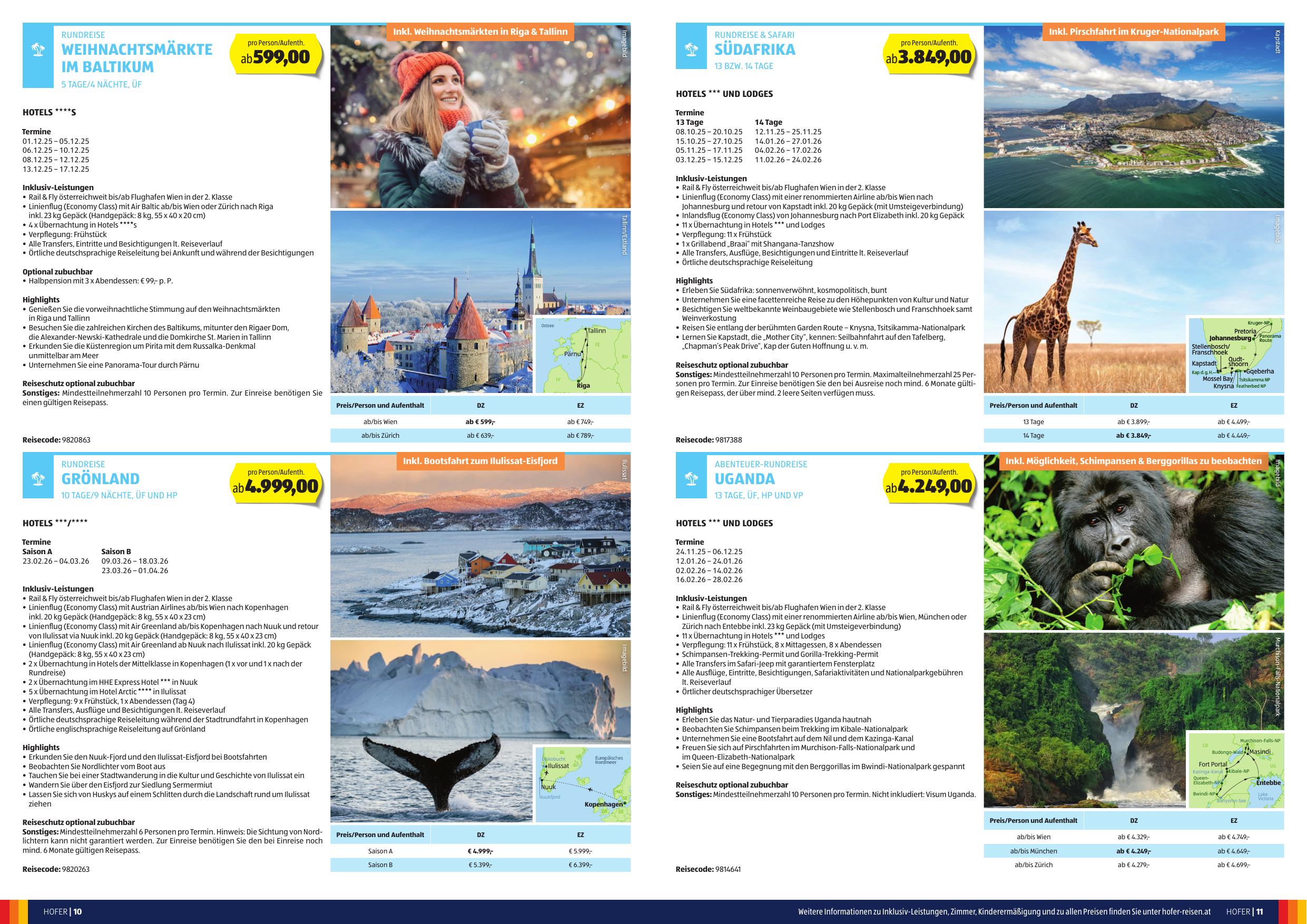 Hofer Reisen flyer page