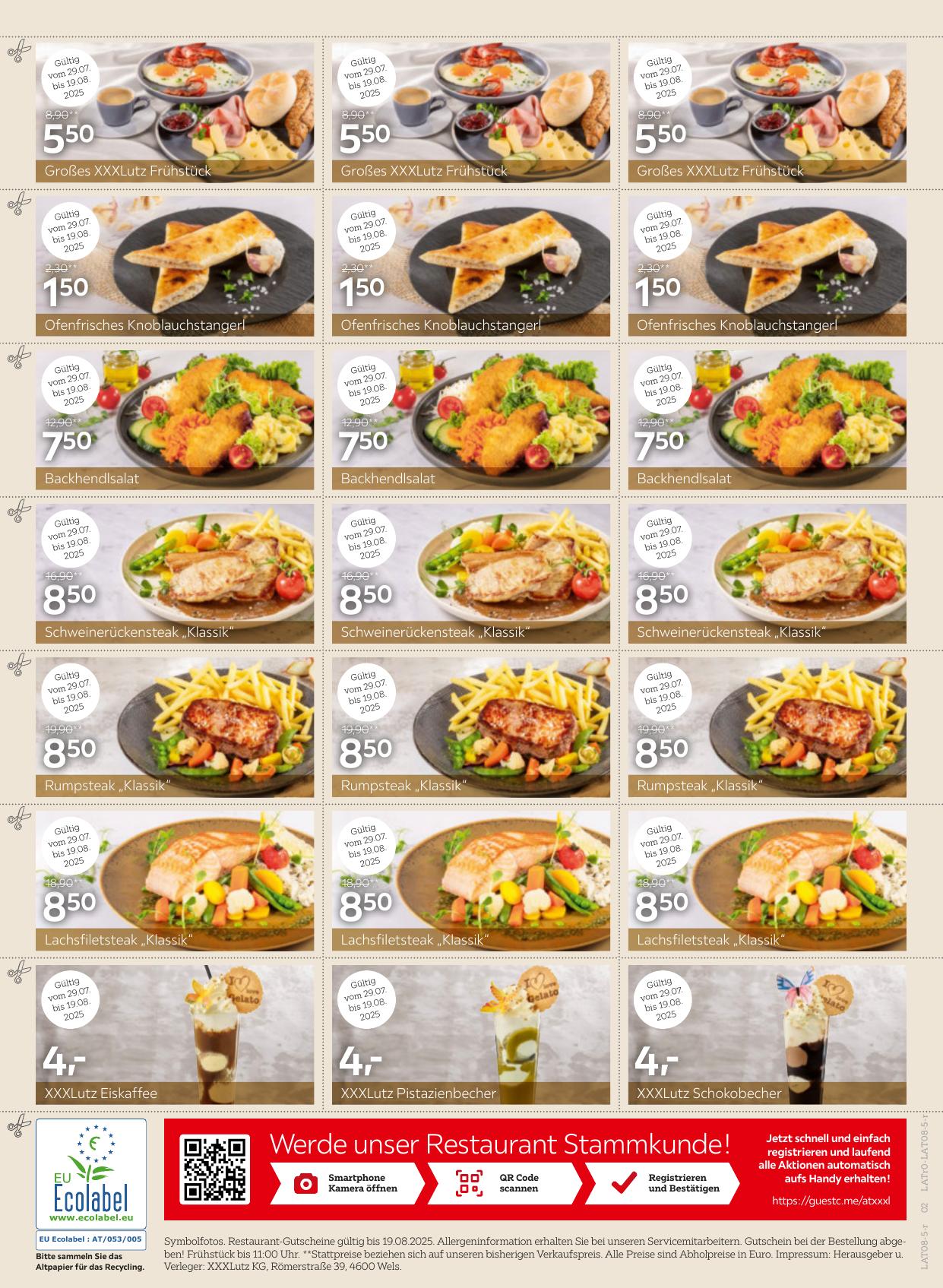 XXX Lutz Restaurant flyer page
