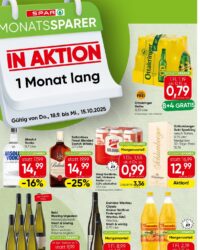 Spar Monatssparer 18. 9. 2025 – 15. 10. 2025