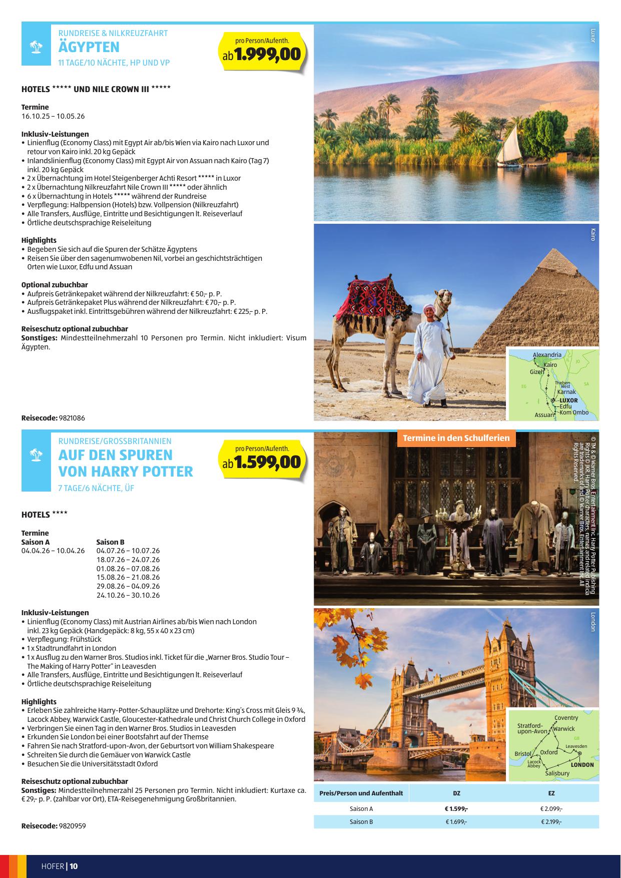 Hofer Reisen flyer page