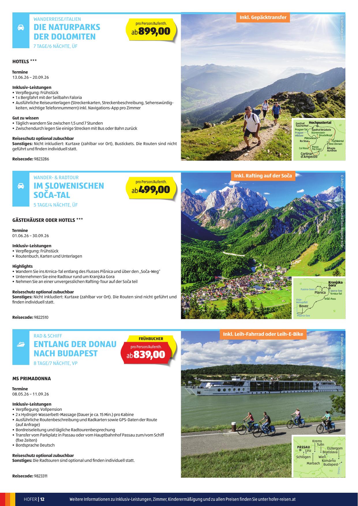 Hofer Reisen flyer page
