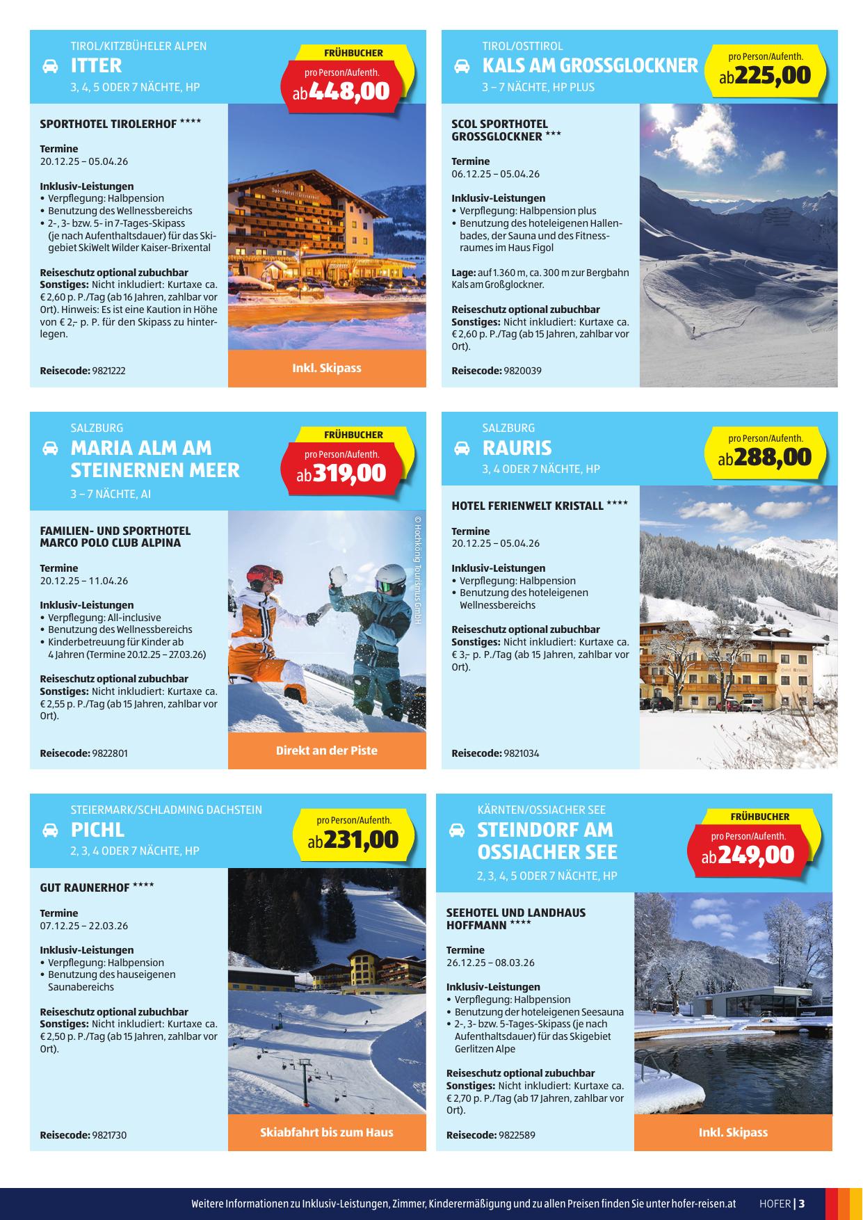 Hofer Reisen flyer page