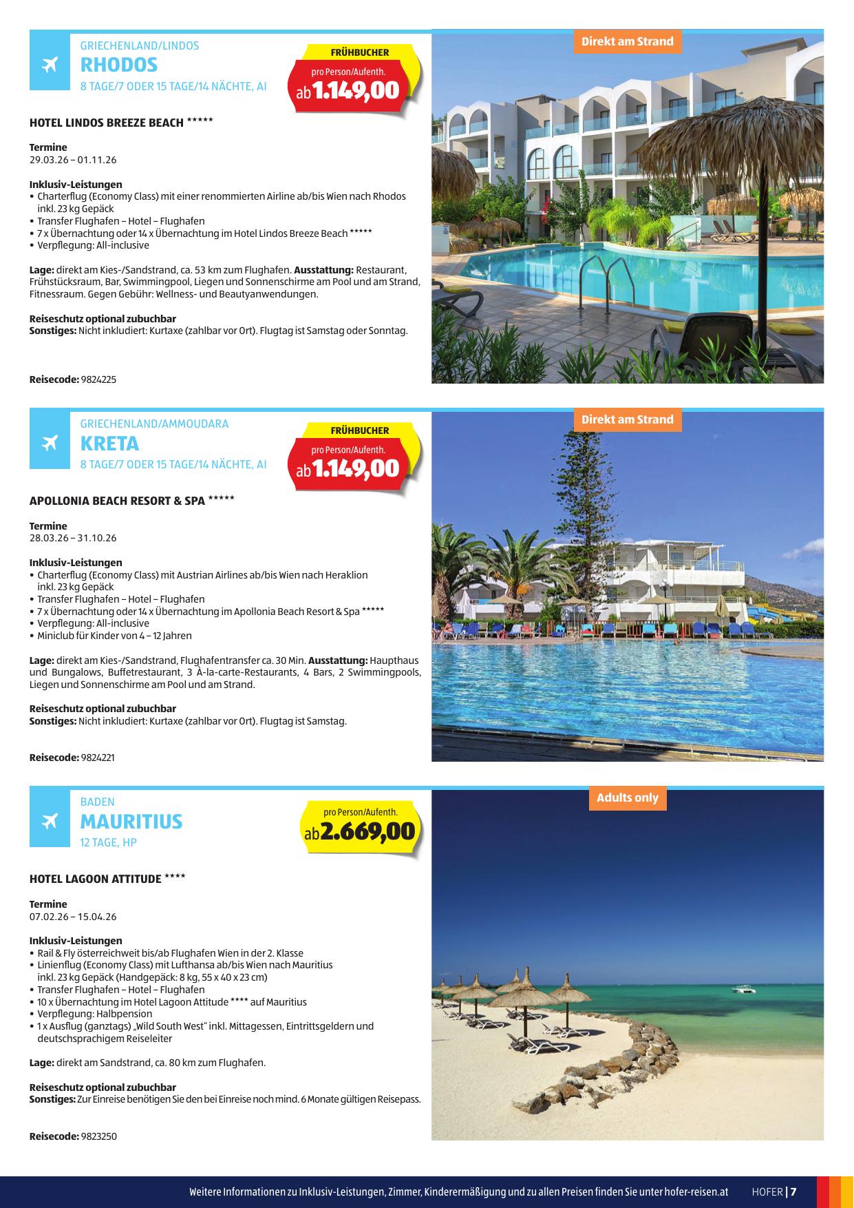 Hofer Reisen flyer page