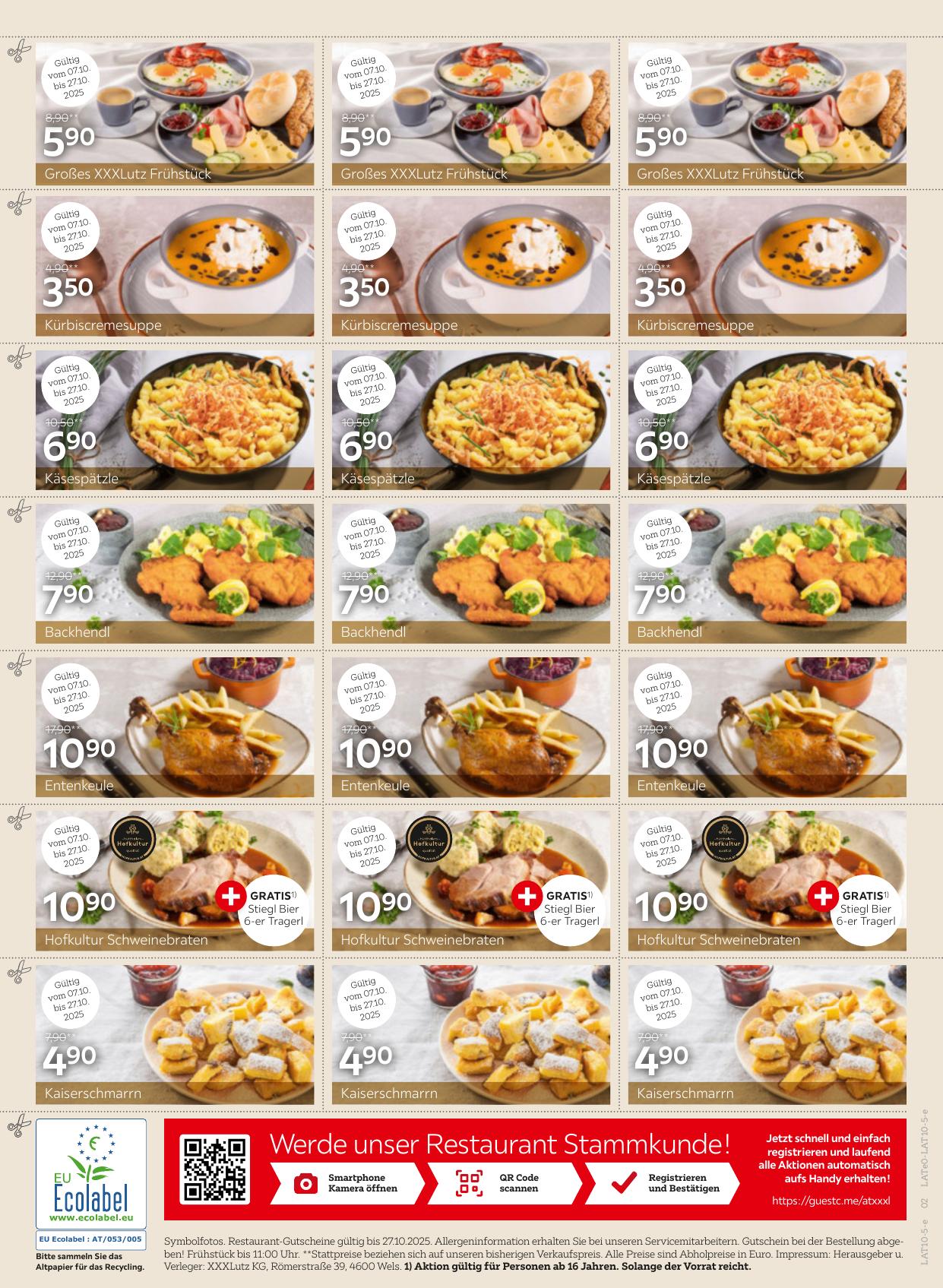 XXX Lutz Restaurant flyer page
