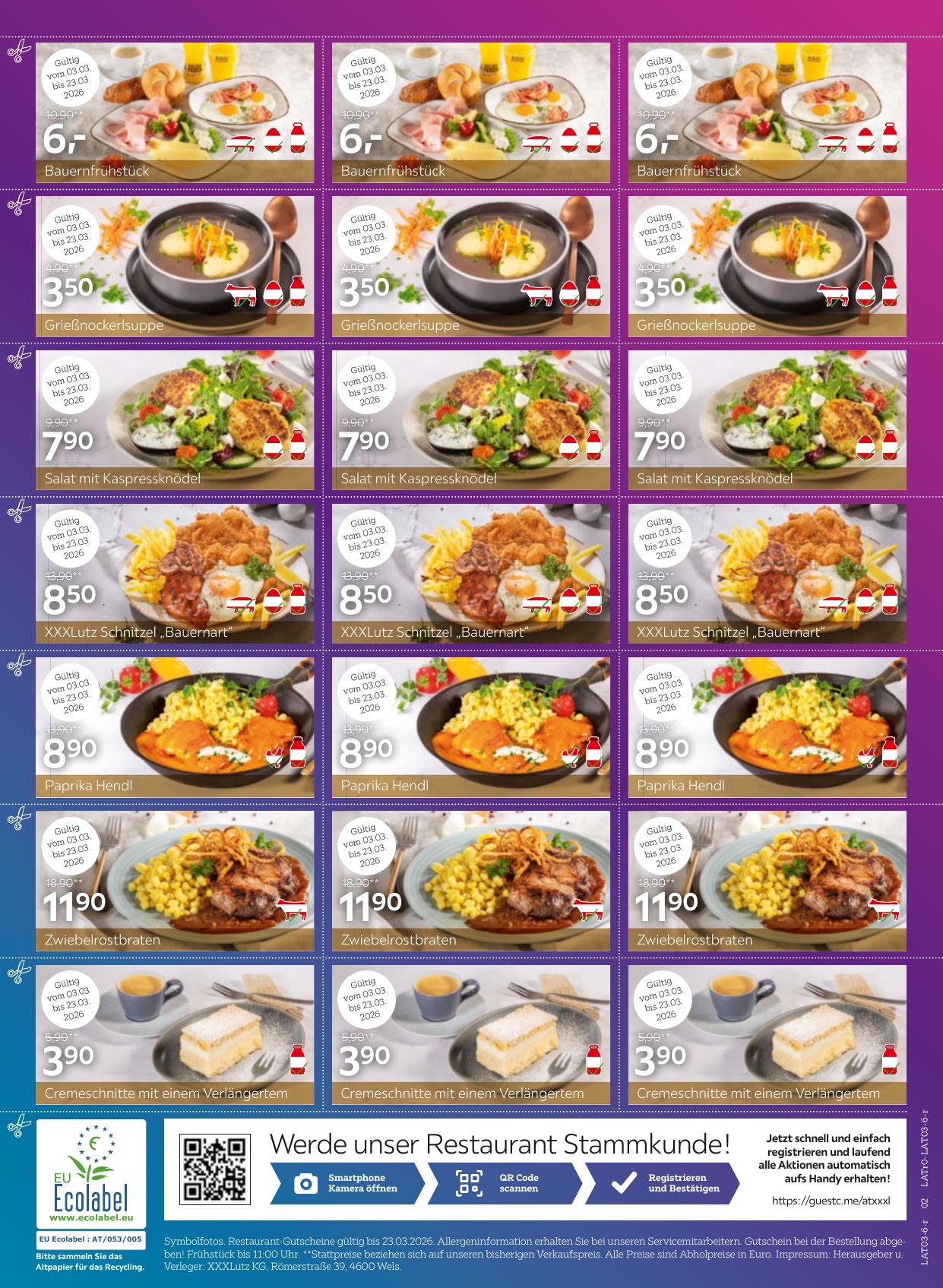 XXX Lutz Restaurant flyer page